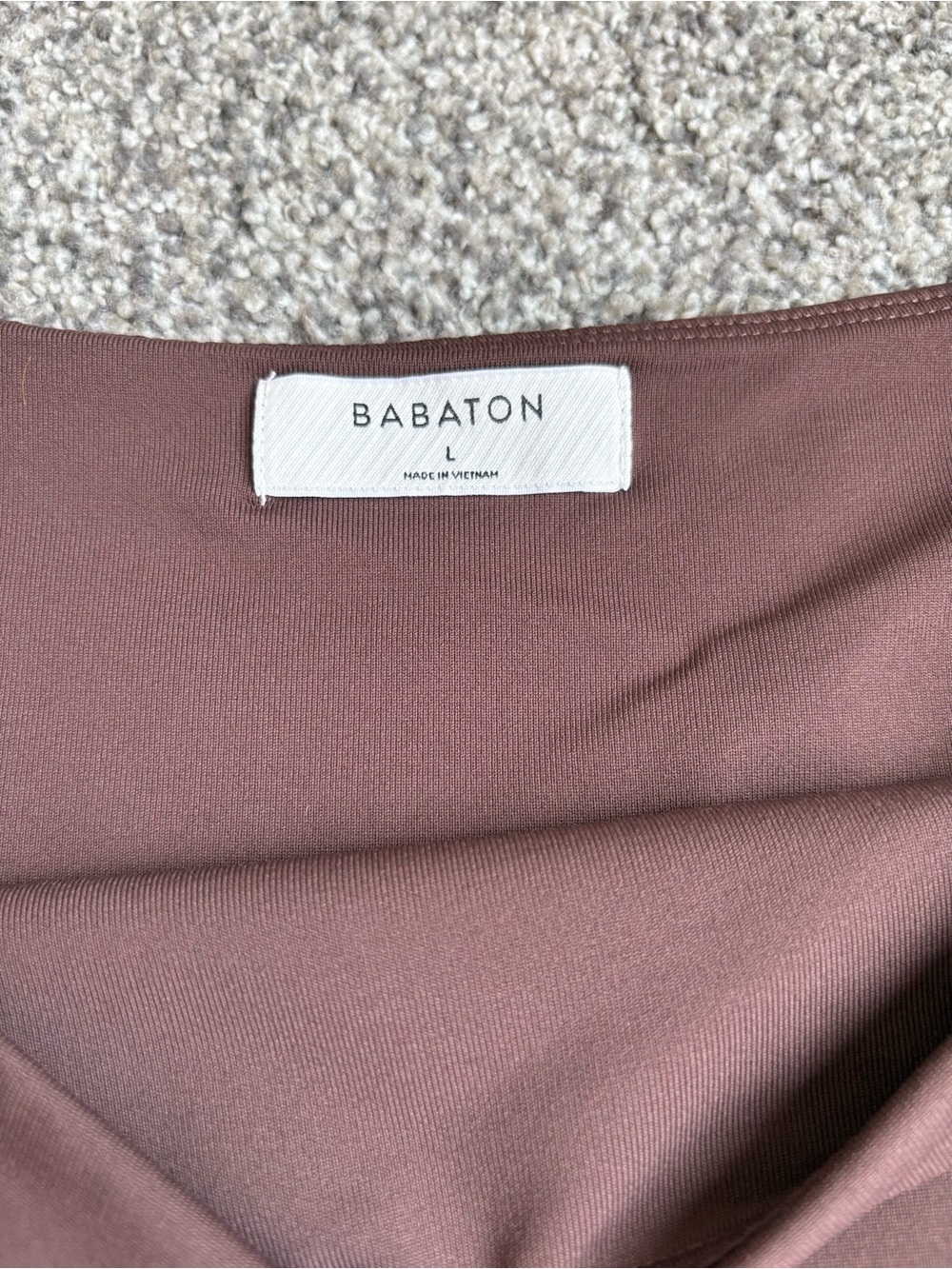 Aritzia Babaton Contour Off Shoulder Longsleeve Thong Bodysuit Chocolate Brown L - Picture 2 of 9